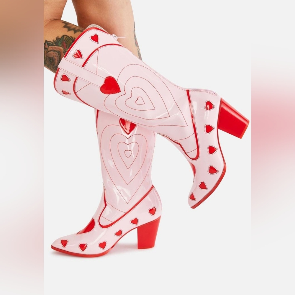 YRU Pink/Red Space Cowgirl Boots SZ 7